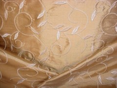 1-1/8Y Kravet 24637 Antique Gold Embroidered Silk Scroll Vine Upholstery Fabric