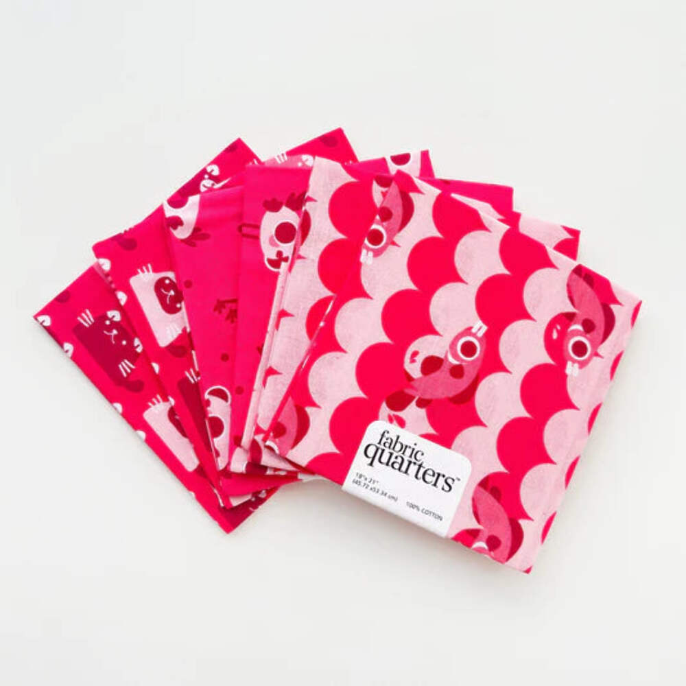 Paintbrush Studio 6 Fat Quarters – 3 Prints x 2 of Each Pink Fish 100% Cotton Fa