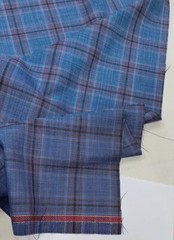 ERMENEGILDO ZEGNA Wool Silk Linen Suiting Fabric Blue Red White Plaid 2.15m