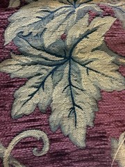 Vintage Burgundy Gold Grape Leaf Vine Scroll Jacquard Upholstery Fabric 13 Yds