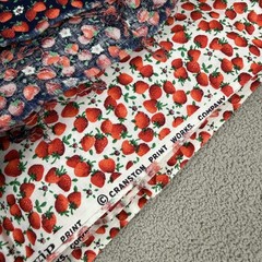 Lot Vintage Cranston Fabric Mini Strawberries Ditzy Fruit Print