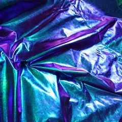 Metallic Laser Stretch Fabric Purple Turquoise Holographic Crafts Material Shiny