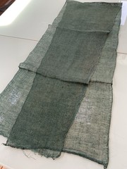 Antique Japanese BORO Indigo Kaya Mosquito Net Fabric Faded Asagi Blue Long