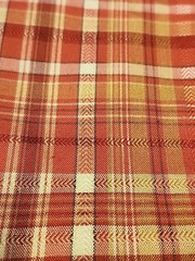 Red Ivory Tan Green Plaid Homespun Fabric 3.5 Yards X 57″