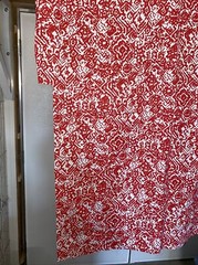 1Y11” Vintage Cotton Fabric Red White 70S Wild Design 45W #0533