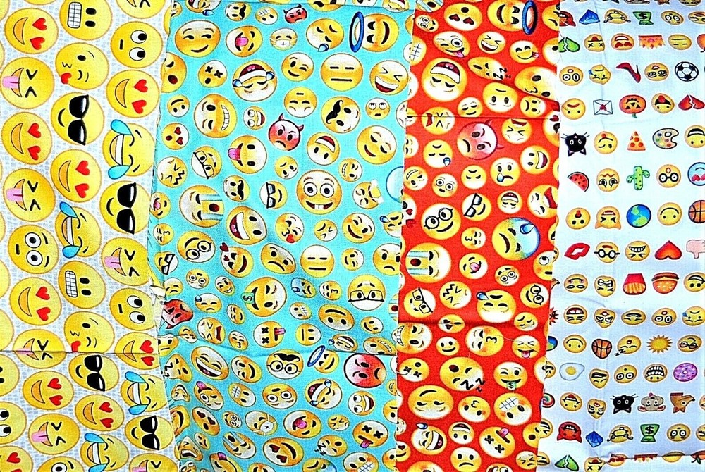 Emoji Mixed Lot of Cotton Novelty Prints Craft Sew