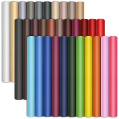 32 Pieces Faux Leather Sheets 8×12 INCH 32 Colors Leather Fabric Sheets 0.7mm…
