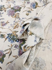 Fabric Taupe Multicolor Purple Floral 1 Yard X 60 Inches One Piece