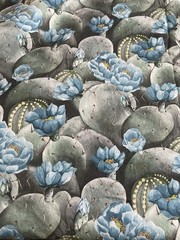 LIBERTY OF LONDON Fabric Blue Gray Cacti Flowers 100% Cotton South Western 66