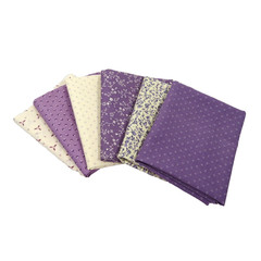 vintage fat quarter fabric bundle of 6 cotton crafts quilts cream grape/purple