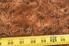 By 1/2 Yd, Brown & Metallic-Copper Trees on Marbled-Brown Cotton, Hoffman, V486