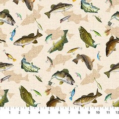 Hooked By Northcott – Cream Allover Fish #24462-11