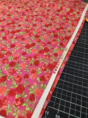 1/2 yard Fabric Roses pink red with Metallic Gold Specks 100% cotton quilting