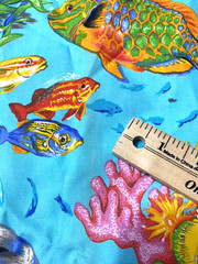 Fabric Blue Aqua Fish Dolphin Tropical Rainbow Fish Cranston Collection READ