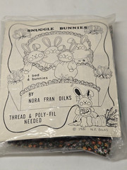 Vintage 1981 SNUGGLE BUNNIES Bed & 4 Bunnies Stuffed Toy KIT by Nora Fran Dilks