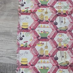 1960s Vtg Table Cloth Fabric Remnant 34″ X 42″ Vtg Kitchen Farmhouse 100% Cotton