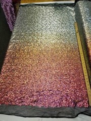 Iridescent Pearl Lavender to Silver Nylon 2WAY Stretch Mesh OMBRE Sequin Fabric
