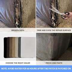 Gray Microfiber Self-Adhesive Sofa Patches – 6 Pack for Fast Repairs