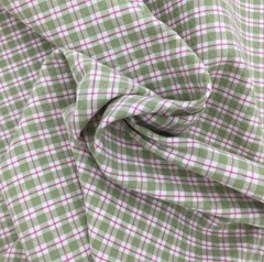 2.75 Yards Pink, Green and White Quilted Checked Plaid Home Decor Fabric