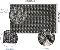 60 * 36 inches Lace Fabric, 1 Yard Black Skull Pattern Lace Fabric, Non-Stretchy