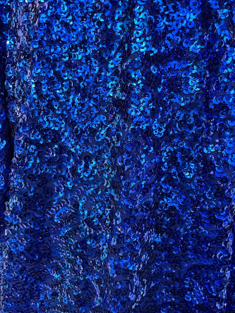 Bianca ROYAL BLUE Allover Sequins on Mesh Fabric by the Yard – 10104