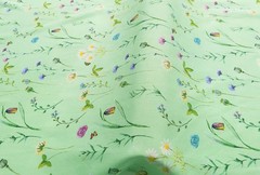 55” Wide Green Floral Butterfly Arabian Robe Fabric Rayon Viscose Material Baby