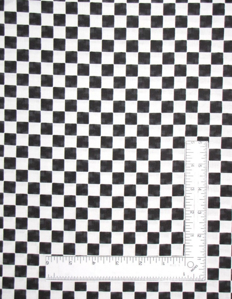 Racing Flag Check Fabric By Yard Charcoal Black Tonal & White Cotton by Studio E