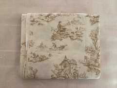 2 3/4 YARDS 42″ WIDE TOILE DESIGN CREAM AND TAN COTTON FABRIC BY CLASSIC COTTONS