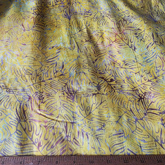 Purple Leaves on Golden Yellow Batik Cotton Shirting – for Shirting/Quilting!