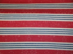 Distressed Red Natural Blue Stripe Combed Cotton Sewing Quilt Apparel Fabric