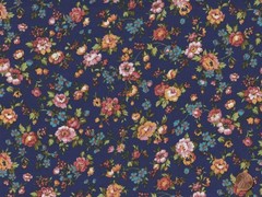 Navy Blue Green Pink COUNTRY FLORAL: 100% Quilting Cotton Fabric, By the Yard