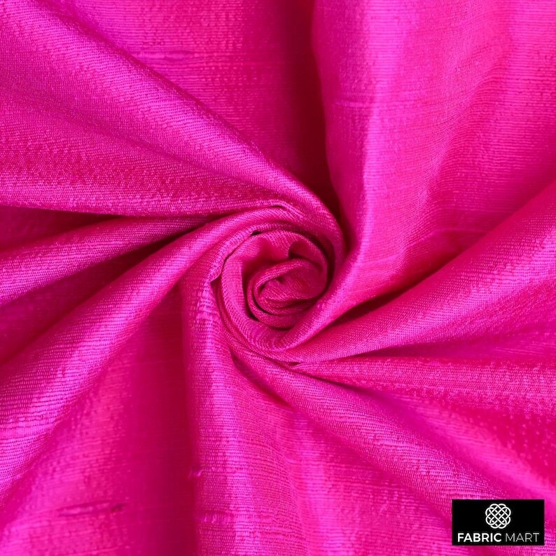 Fuchsia Pink Silk Dupioni Fabric By The Yard, 41 inches width Pink Silk Fabric