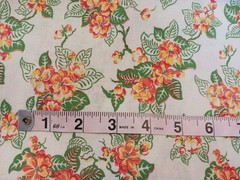 Vintage Flour Feed Sack Fabric Cream w Orange & Green Flowers Nosegays 32×42″