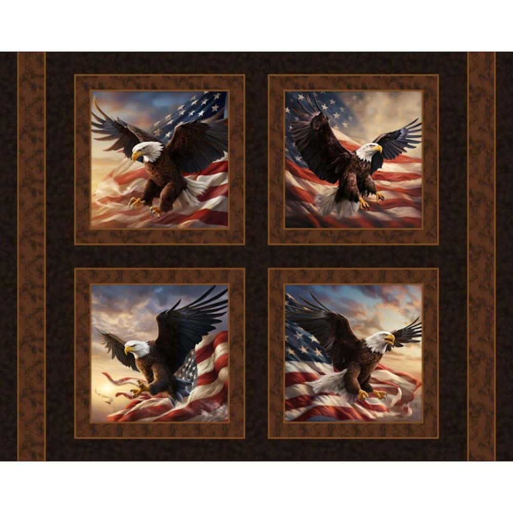 36″ X 45″ Wide FLYING PROUD Eagle Pillow Quilt Panel 100% Cotton Digital Print
