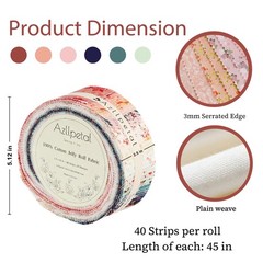 40 PCS Spring Bouquet Jelly Roll Fabric 2.5×45 Inch Cotton Quilting Strips