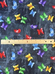 Colorful Butterfly on Black Quilt Fabric 44 x 4.25 Yards Tranquility Garden