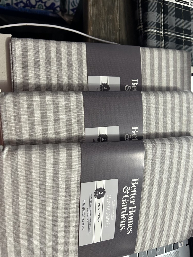 Better Homes and Gardens Precut Fabric 2 Yards grey 72 x 45 SET OF 3—-6yds