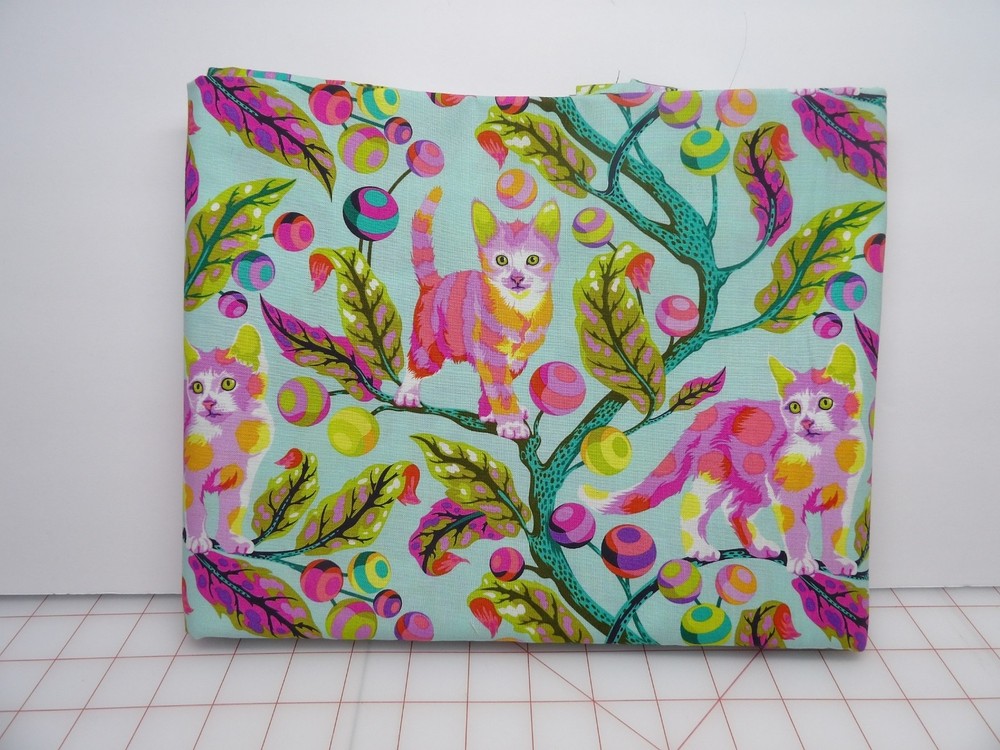 Tula Pink Tabby Road DeJa vu Technomint Disco Kitty Half Yard