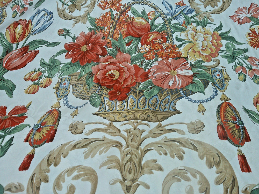 Vintage Braemore Baroque Floral in Planter Roses/Tulips Tassels 7 Yds Opulent!