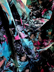 Velvet Upholstery Designer Fabric Modern Abstract Black Aqua Blue Pink 2 3/4 yd