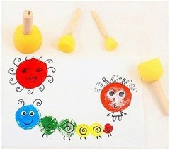 WAFJAMF 20 Pcs Round Sponges Brush Set 4 Sizes DIY Painting Tools Yellow | Wo…