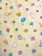 Two by Two by Cheri Strole Birds & Bees Butterflies Ladybug on Cloud Yellow BTFE