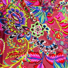 Tropical Flowers Guava background Print Nylon Spandex Fabric 4 Way Stretch