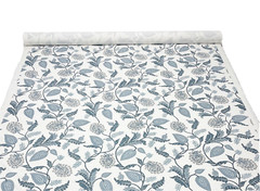 LAURA & KIRAN PALAMPORE INDIGO BLUE JACOBEAN FLORAL VINE FABRIC BY THE YARD 54″W