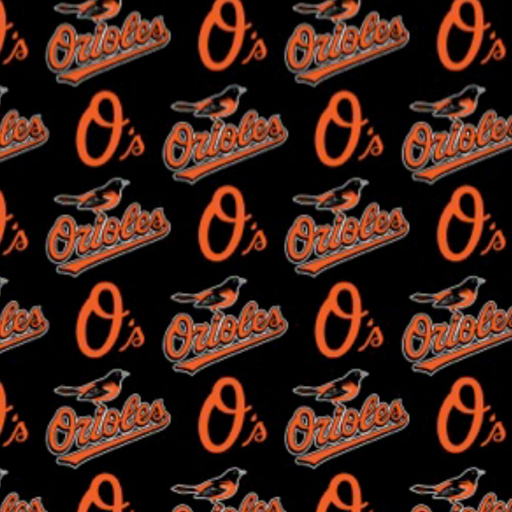 MLB Baltimore Orioles Black Cotton Fabric Major League Baseball By the Half yard