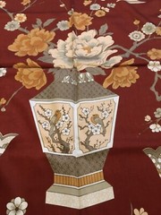 48″x 63″ Cloisonne Collection Fabric 5th Avenue Designs Vase Peony Bowl Flower