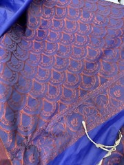 Saree Craft Material Green Gold Purp Print Indian Fabric 45″ W X 6.5 YDs Tassels