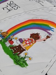 Vintage Barbara Alexander Kids “Paint A Rainbow” Dress & Apron Panel Fabric
