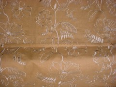 13-3/8Y Mulberry FD553 Hutton Linen Gold Embroidered Floral Upholstery Fabric