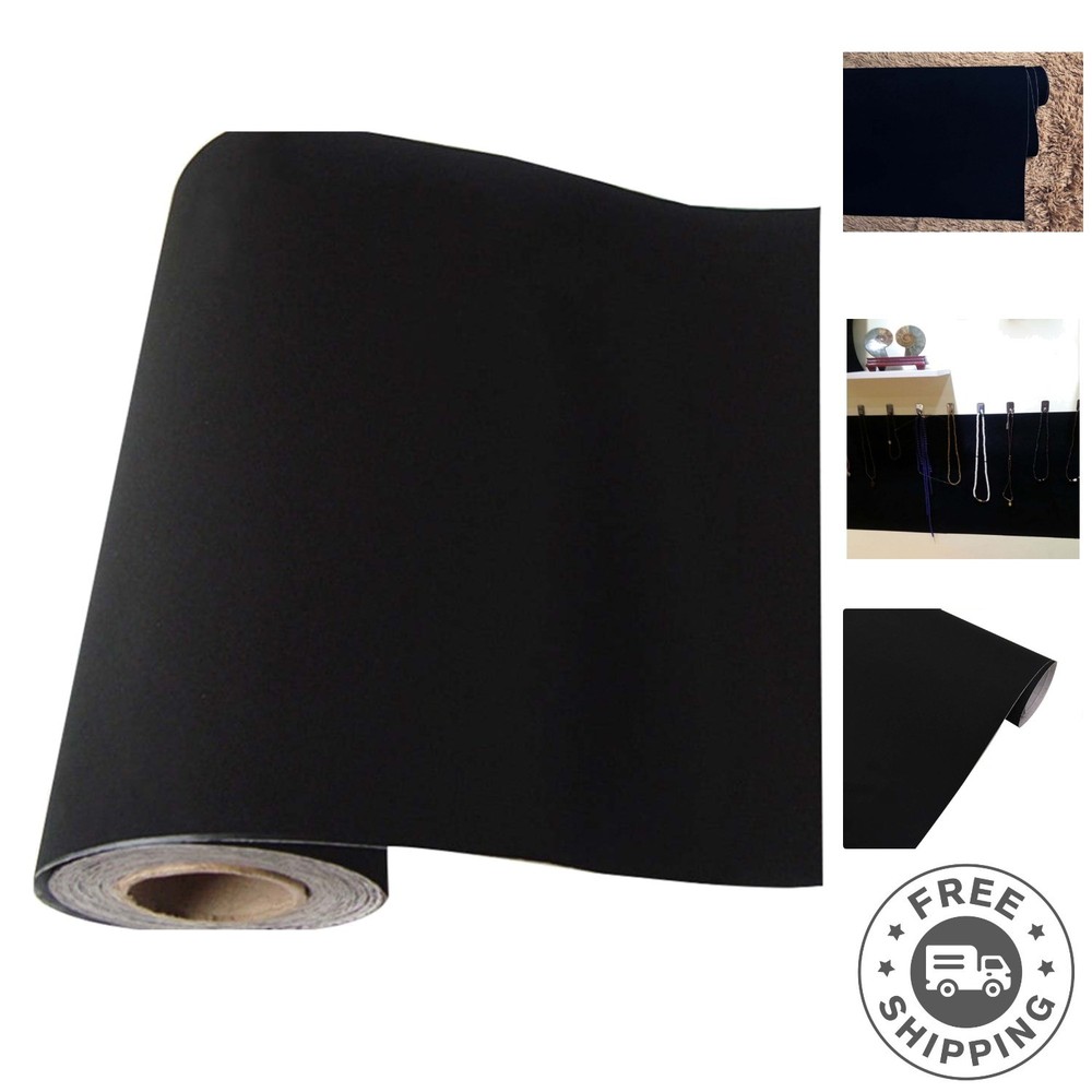 Soft Velvet Craft Liner – Easy-Cut, Black Self-Adhesive Paper 17.7″ x 117″